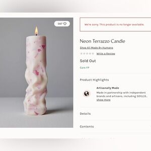 Free People Terrazzo Artisanal soy,  handmade Neon candle NIB